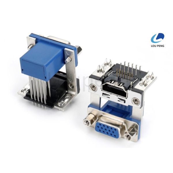 D-SUB 15pin female + HDMI 19pin female connector,blue and black Insulator, tightened with 5.8 screws.