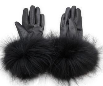 Winter Ladies Fashion Gloves Ladies Sheepskin Mittens Fluffy Fox Raccoon Fur