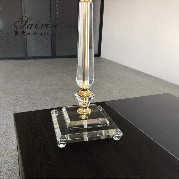 Saixin custom wedding event decoration gold centerpiece crystal pillar flower stands