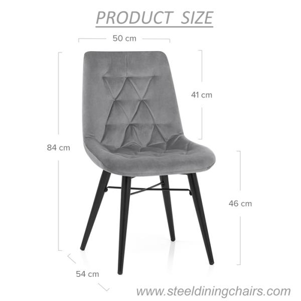 Green Velvet Armless 84cm Metal Dining Chairs With Upholstered Seats Black