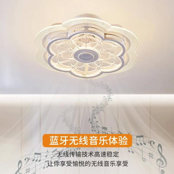Un simple ventilateur de plafond moderne pour le salon, un chandelier pour la chambre.