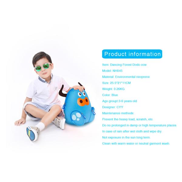 Neoprene Cute Kids Cow Backpack , Personalized Book Bags For Toddlers