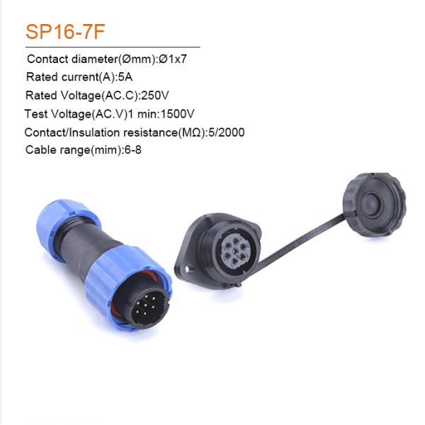 SP16 IP68 Waterproof Cable Connector Plug Socket Male And Female 2 - 9 Pin