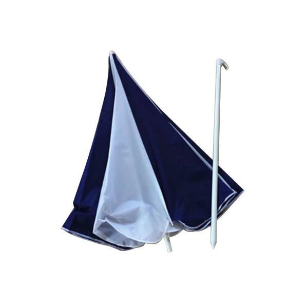 Outdoor Windproof Beach Umbrella Blue White With Rainbow Plastic Table