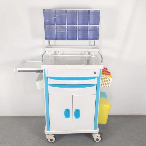 Hospital Anesthesia Trolley Instrument Cart 5 Storage Drawers Sturdy Construction