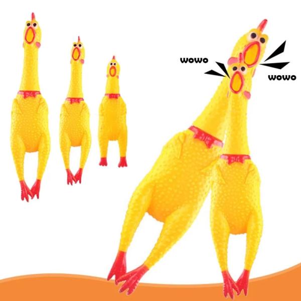 Yellow Rubber Chicken Squeaky Toys Sustainable Squeaky Chicken Dog Toys