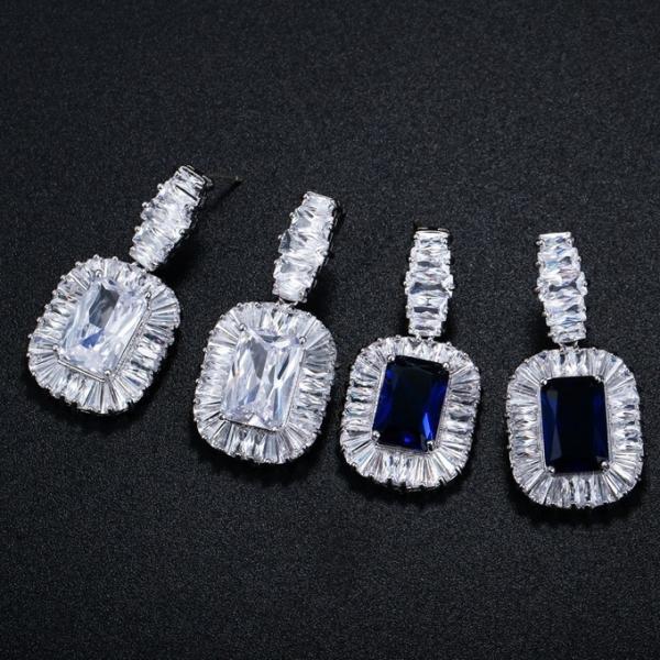 High Quality Women Vintage Luxury Rhinestone Earring jewelry CZ Zirconia Drop Natural stone earrings