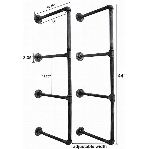 Brackets para estantes de tuberías de hierro negro industriales estándar para la instalación de estantes abiertos DIY