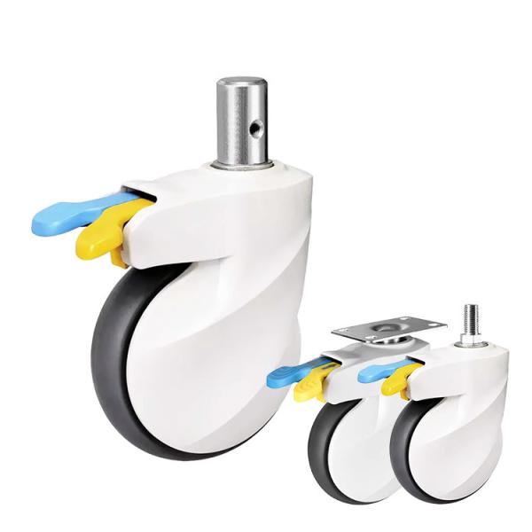 5 Soft Silent Wheel Medical Casters Solid Stem Anti-tangle Safe TPR Caster Wheel For Hospital Beds