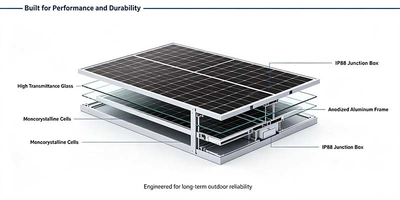 RV & Boat Off‑Grid 500W N‑Type Bifacial Solar Charging Panel Kit