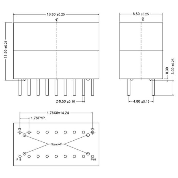 L1CN001-0 Compatible LINK-PP LP81801NL 1000 Base - T Single Port LAN Filte Transformer 18PIN