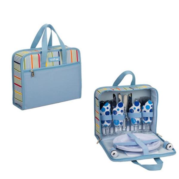 Picnic Backpack handbag Classic 4 Person Insulated Design Waterproof Blanket and Full Cutlery Set Red