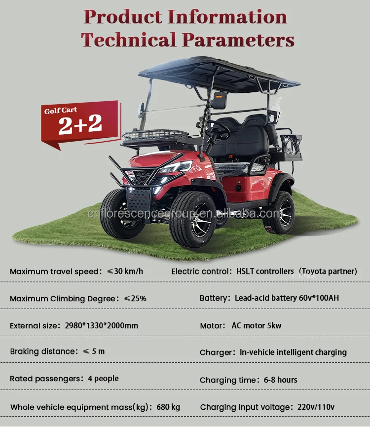 Hot Sell New Design Electric 2+2 Person Golf Cart with Lithium Battery