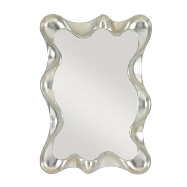 Wave Shape Wall Mounted Makeup Mirror Magnifying Silver Bathroom