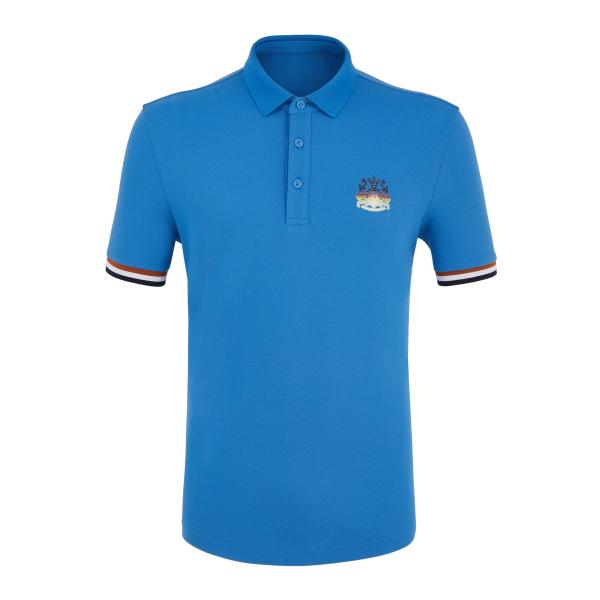 Polyester / Cotton Men'S Polo Shirts Striped With Custom Embroidered Logo