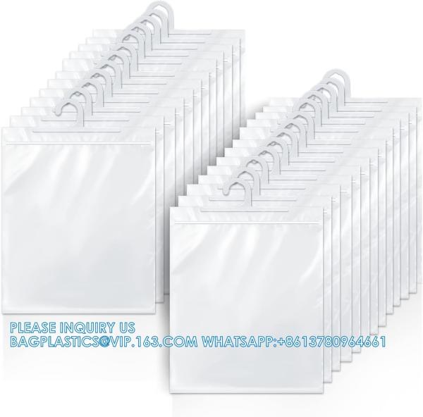 Pack Hanging Storage Bags, Large Hook 10 X 12.5-Inch Clear Plastic Bags For Classroom, Library, And Pharmacy Use