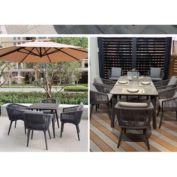 Aluminum Frame Garden Waving Rope Table And Chair Set For Outdoor Dining Furniture