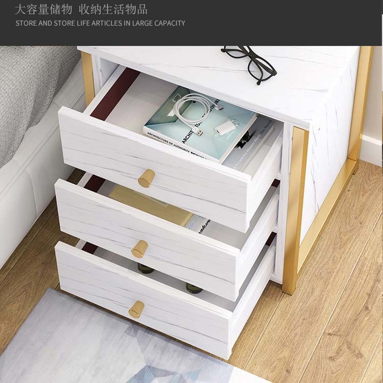 3 Drawer Gold Night Stand for Bedroom Cabinet and Drawers in Hospital Bedside Cabinet
