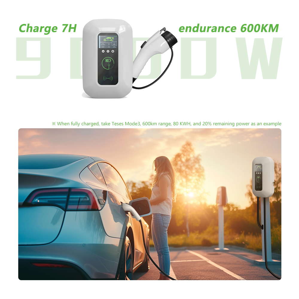 40A 9kW Portable EV Charger Level 2 Adjustable 8-40A WiFi APP
