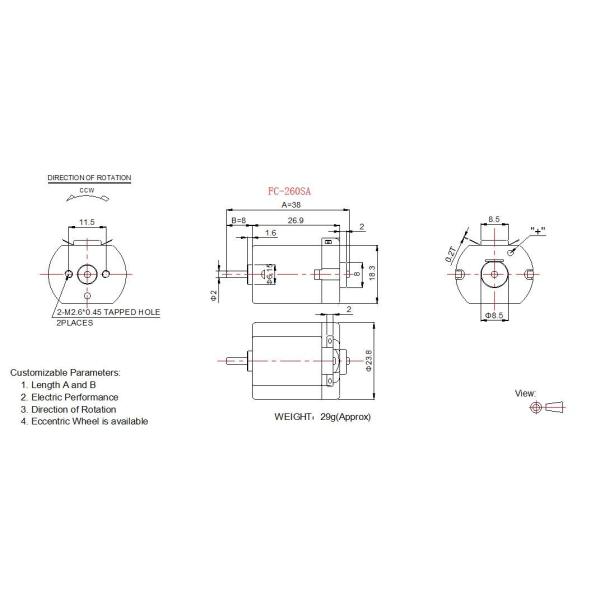Micro Household Electric Motors / 6v 12 Volt DC With Terminals On Side Face