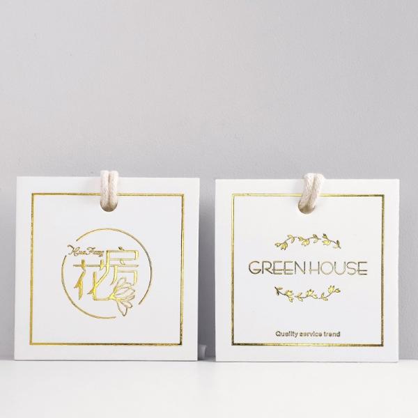 700gsm SGS Square Hang Tag Garment wing Hot Stamping Concave Florist 400gsm