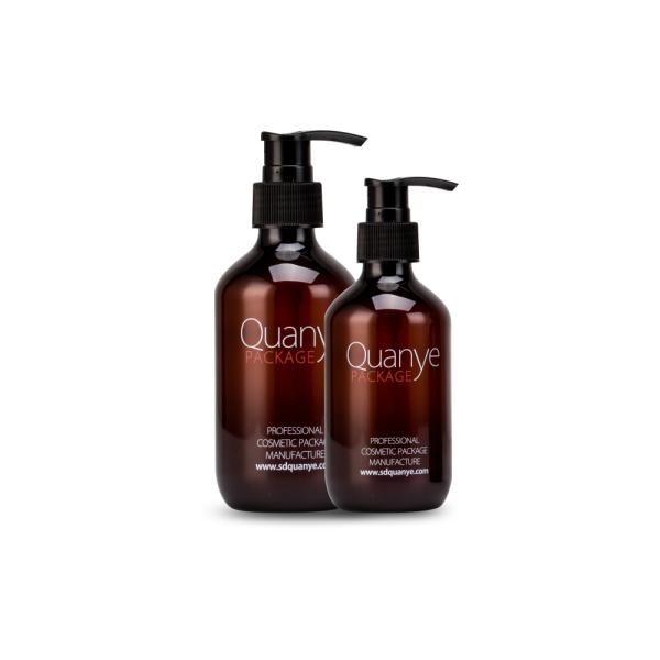 La botella de Amber Empty Plastic Pump Dispenser del ANIMAL DOMÉSTICO fijó para el producto del cuidado del cabello