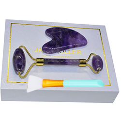 Black Amethyst 100% Crystal Gua Sha Stone Facial Roller for Private Label Skin Care