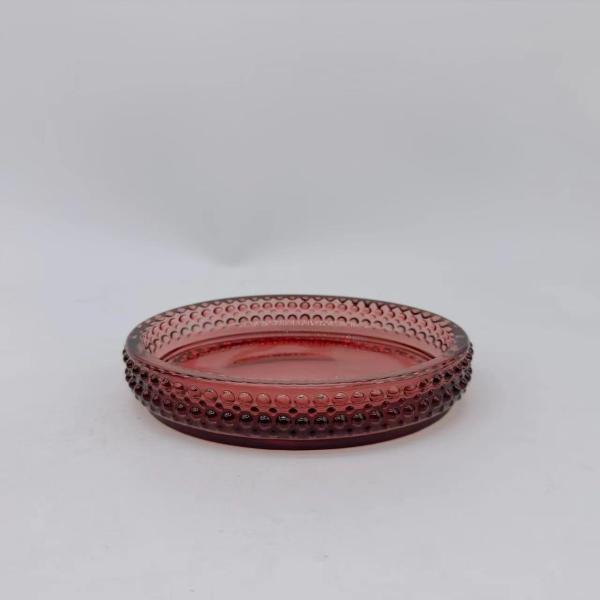 Accessoires de salle de bains en verre au Chili Ensemble de forme ronde avec des haricots en verre Dispensateur de savon Dispositif de savon pour la douche Accessoires de bain de luxe
