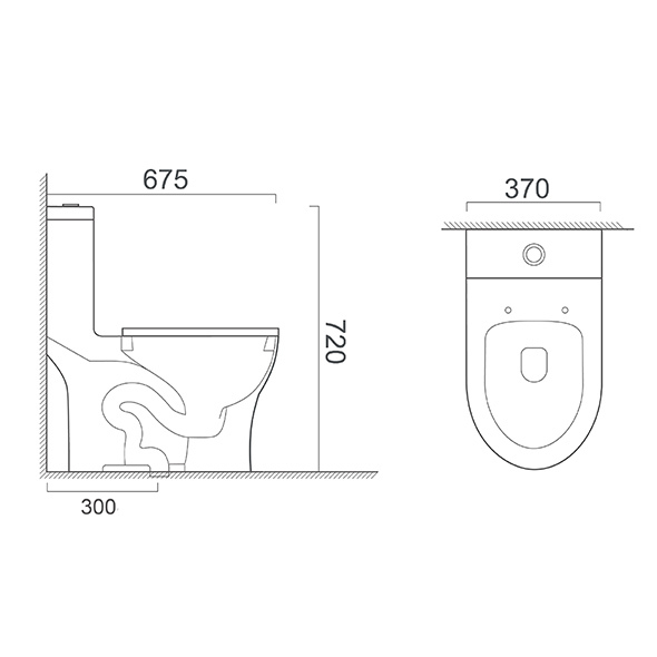 Ceramic One Piece Toilets Efficient Siphonic One Piece Closet 370x675x720mm For Bathroom