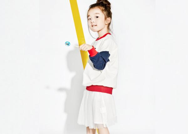 Contrast Color Ribbed Girls Raglan Shirt , Knitted Kids Pullover Sweater Long Sleeve