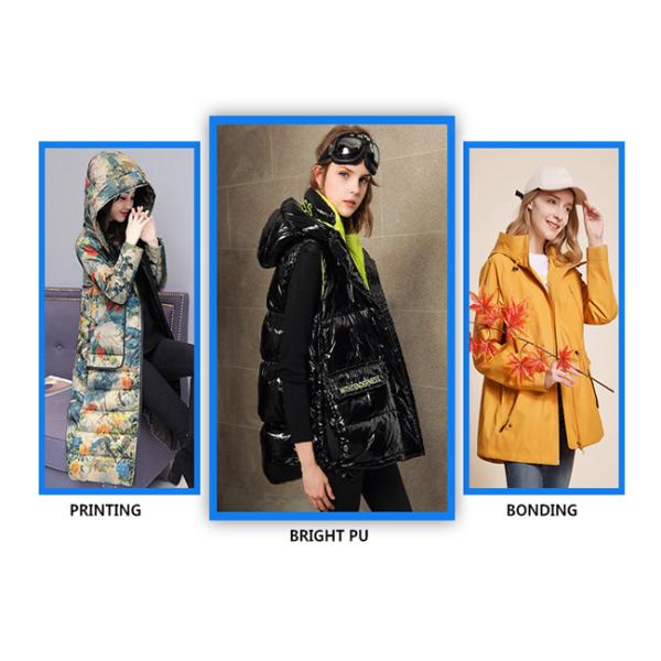 400T повторно использовало PU ткани полиэстера покрывая водоустойчивую тафту 38gsm 20D вниз с ткани куртки