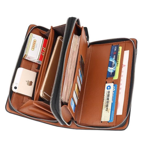 2016 Men's European and American big fashion leather high-capacity double zipper Men's Clutch