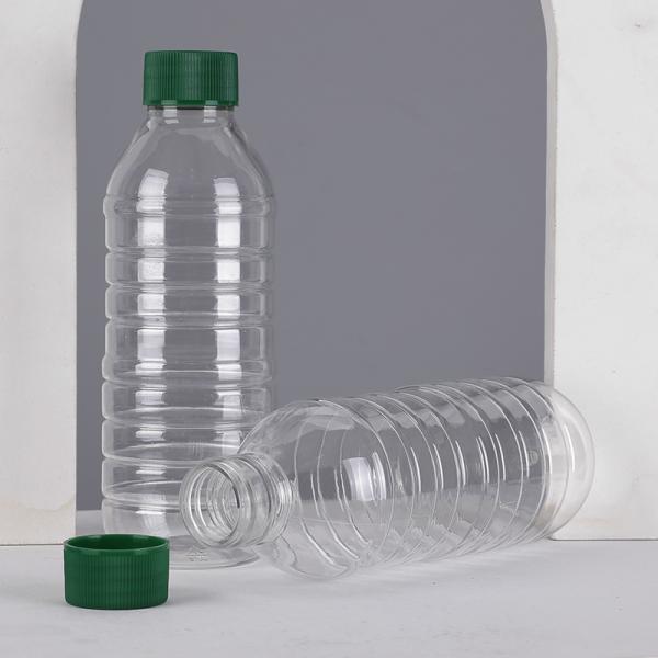Custom 300ml  Empty Transparent Round Juice PET Plastic Drinking Bottles Spring Water Beverage Container with Lids
