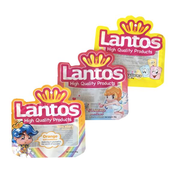 Custom Aluminum Foil Plastic Mylar Heat Sealable Flat Bottom Soft Sweets Gummies Jelly Beans Candy Packaging Pouches Bags