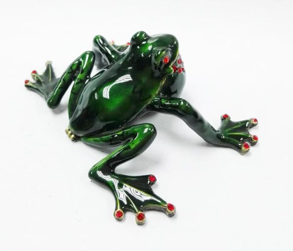 Bejewelled Home decoration Alloy Hand painted crystal Frog metal trinket box