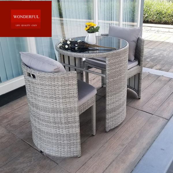 Unique Balcony Rattan Mirror Compact Coffee Table Set for Cozy Coffee Breaks in Garden