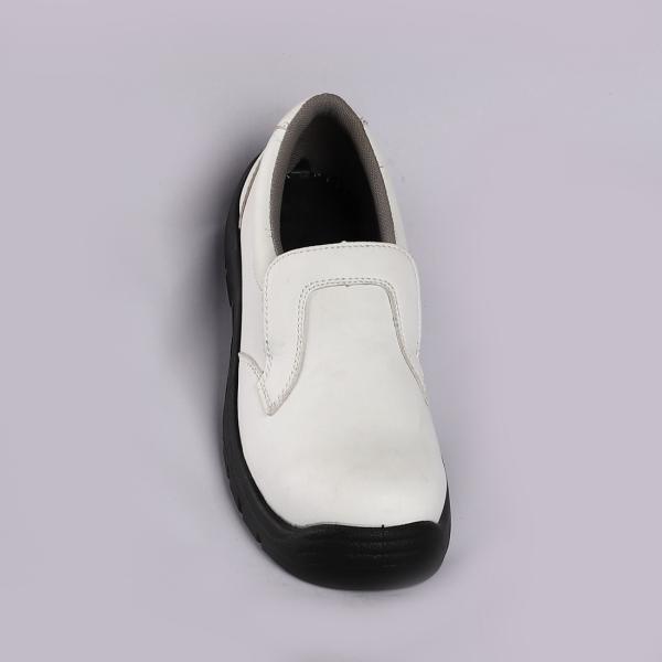 Unisex Low Cut Safety Shoes Smash Resistant Comfortable EVA Metal Eyelets White Upper Black Outsole