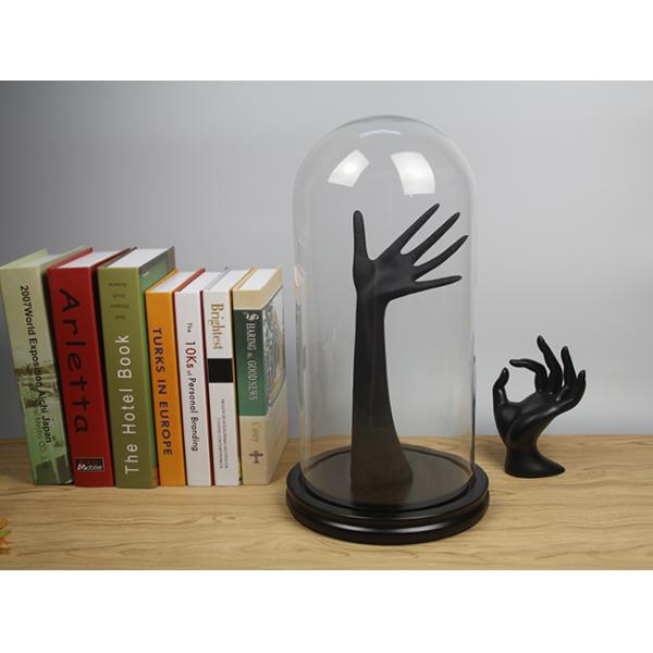 Oak Base D20 X H23cm Borosilicate Clear Glass Dome Cloche