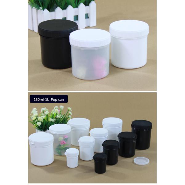 Envasado en polvo Jarrón HDPE con boca ancha y cuello de tornillo sellado en negro/blanco/transculento