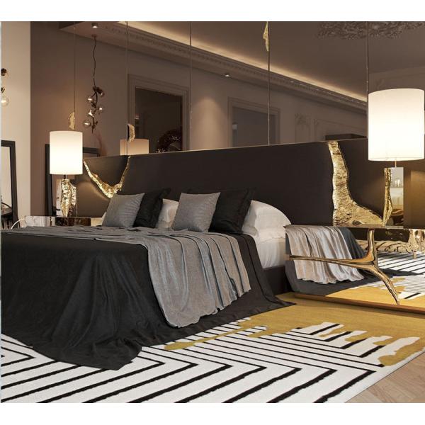 Lapiaz King Upholstered Platform Bed Inlaid Gold Stainless Steel