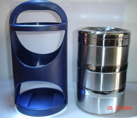 double layer lunch box & keep warm food carrier & stainless steel hand pan