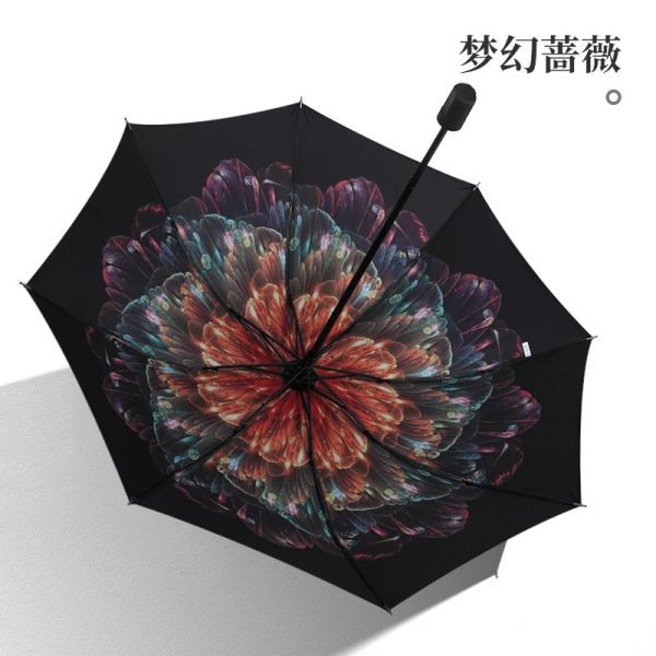 Three-folding Manual Control Plastic Umbrella with Three-folding Pattern