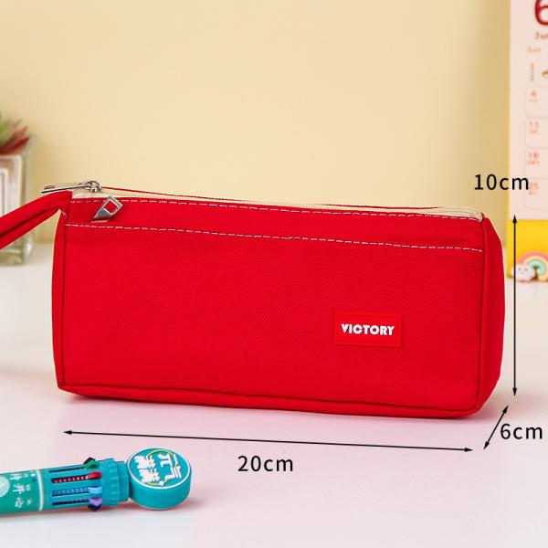 Creative Large Capacity Pencil Case in Colorful Solid Canvas for School Supplies