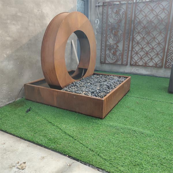 Led Light Corten Steel Water Feature For Garden