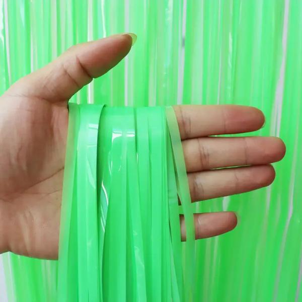 Green Neon Fringe Curtain Fluorescent Hanging Tinsel Curtain