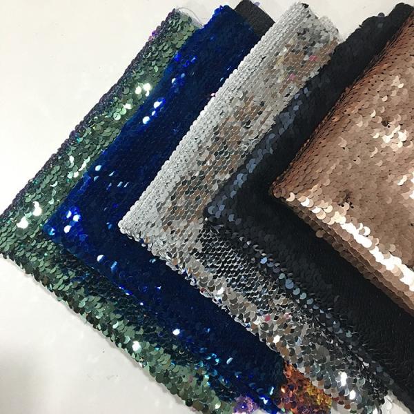 Fish Scale Silver Sequin Tablecloth , Champagne Sequin Fabric Reversible