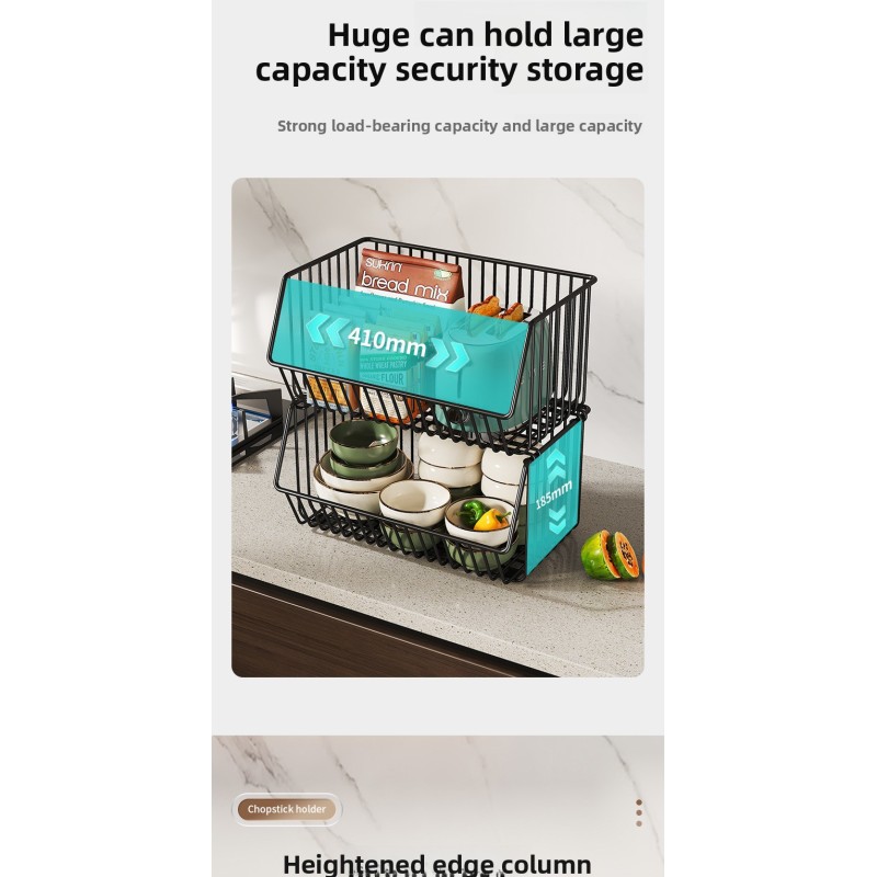 Custom Kitchen Storage Rack Organizer Shelf Metal Basket Kitchen Storage Cart with Wheels