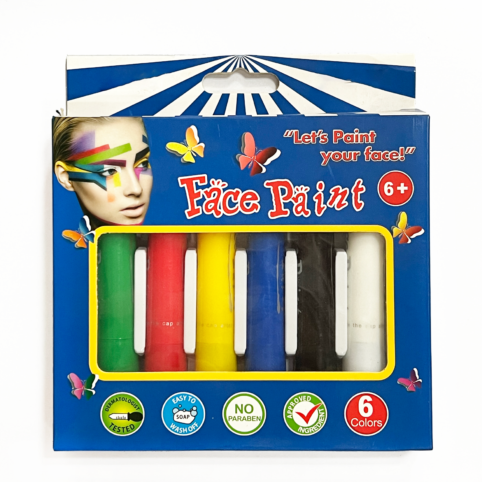 Hot Selling Professional  Make Up Quick Dry  6 Colors Twist Face Paint Stick Washable Crayon Pen