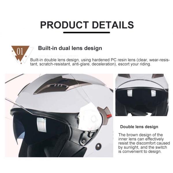 XS/S/M/L/XL/XXL DOT ECE Approved White Open Face Motorcycle Helmet with Visor Anti-fall Breathable