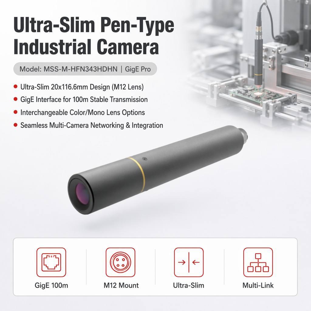 Manufacturer 20mm Pen Microscope Camera GigE 100m Long Distance for Laboratory Research CE MSS-M-HFN343HDHN